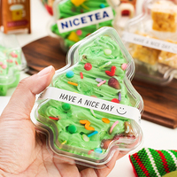 Boîte en plastique PET transparente de 1 mm d'épaisseur en forme de sapin de Noël pour gâteau mousse, dessert, bonbons, cadeau