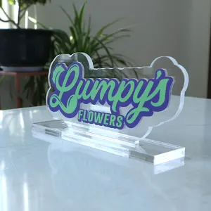 EZD Custom table top logo sign stand letters 3d Acrylic logo display sign Cube Company Name Display Brand Logo Sign