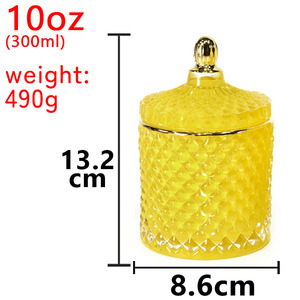 Fengjun bán buôn sang trọng đám cưới hiện đại trang trí nội thất Lọ nến thủy tinh kim cương cắt bề mặt mùi hương sáp đậu nành xi lanh giáng sinh nắp thủy tinh - Product Image 6