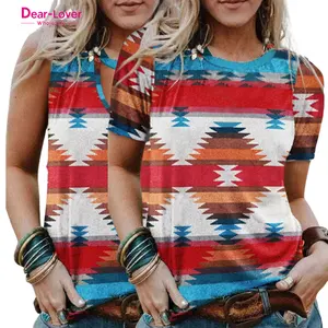 Lieber Liebhaber Western Kleidung Grafik druck Großhandel T-Shirt Aztec Printed Casual Cute Custom Printing Frauen T-Shirt
