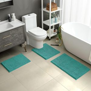 3 Piece Tufted Silk Hotel Home Bathroom Rug Set Long Plush Anti-slip <b>Mat</b> Novelty Pattern Extra Thick Stain Resistant Pet - Product Image 2