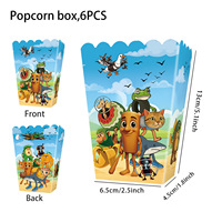 Boîte à popcorn sur le thème des dessins animés transfrontaliers, décorations de fête, boîte à collations de fête, fournitures pour fête d'anniversaire