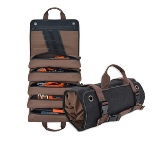 Sac à outils en tissu Oxford à grande capacité, multifonctionnel, à fermeture éclair, de style enroulable, pour la réparation, le rangement, les outils de quincaillerie - Product Image 1