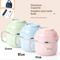 Boîte à lunch portable en acier inoxydable sans BPA à double compartiment avec couvercle pour les étudiants en résidence universitaire
