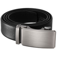 Ceinture en cuir véritable pour homme avec logo personnalisé du fabricant, boucle automatique en alliage de zinc, ceinture à cliquet en cuir de vachette pour homme