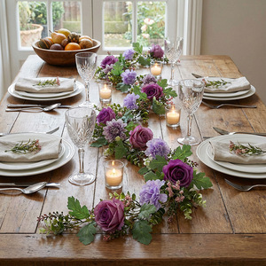 Guirlandes de roses artificielles, guirlandes de pivoines blanches, roses, bleues, champagne, violettes, noires pour décorations de mariage, centres commerciaux, hôtels - Product Image 4