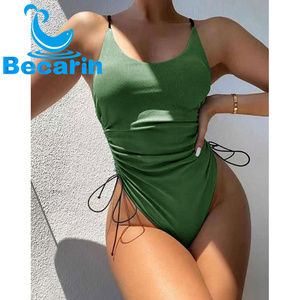 若い女の子の水着メーカーナイロン生地ストライプパターン水着ティーンビキニ - Product Image 6