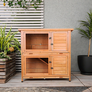 Maison de lapin à deux étages Cage de lapin huche de lapin en bois à vendre - Product Image 3