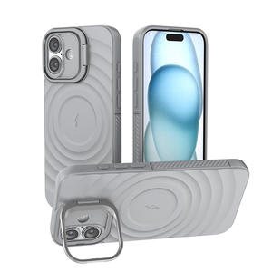 Coque pour iPhone 16 Pro Max avec design ondulé, support caché, coque de téléphone magnétique à couverture intégrale antichoc - Product Image 5