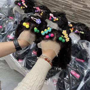Perruques en <span class=keywords><strong>cheveux</strong></span> humains bouclés <span class=keywords><strong>naturels</strong></span> indiens bruts sans colle avec dentelle frontale pour enfants et filles noires, perruques avec fermeture en dentelle 4x4 5x5 - Product Image 1