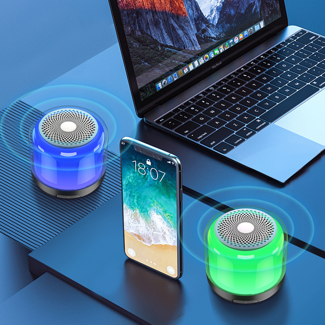 Mini 3W HiFi for Bluetooth Speaker Wireless LED Night Light Free Sample for Computer Mobile Phone Use Colorful Mini LED Speakers