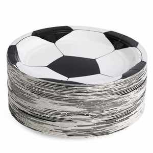 FDA Approved 7-Inch White CMYK Soccer Ball Design 350gsm <b>Disposable</b> <b>Plate</b> Round 7 Inches Paper Board for Parties - Product Image 5