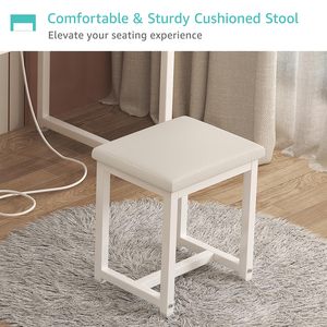 Table de maquillage moderne minimaliste <span class=keywords><strong>avec</strong></span> <span class=keywords><strong>miroir</strong></span> LED blanc <span class=keywords><strong>et</strong></span> rangement pour chambre à coucher, petit espace - MDF, intensité réglable, fixation au sol - Product Image 6