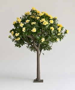 6ft Kunstmatige Frangipani Boom Palmboom Met Wit-Gele Bloemen Voor Resort/Hotel/Zwembad Decor, UV-Bestendig - Product Image 1