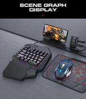 Set de Teclado para Juegos, Teclado de Una Mano, Convertidor de Ratón, Convertidor para Juegos Móviles, Controlador Móvil con Retroiluminación, Accesorios para Gamers TF900