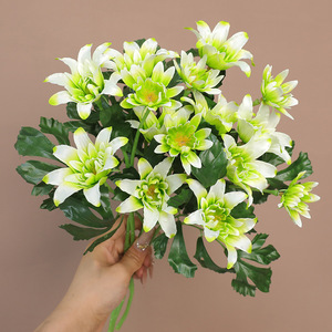 Artificial Lily And Hibiscus <b>Flower</b> Arrangement Silk <b>Flowers</b> For Home Decor Wedding Props <b>Light</b> Green And White - Product Image 4