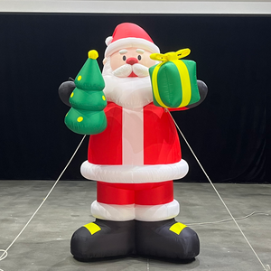 Nuevo diseño inflable Navidad Santa Claus 2M personalizado Blow Up Navidad enorme Navidad inflable dibujos animados Santa con LED - Product Image 5