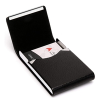 Werbe geschenk Personal isierte Visitenkarte halter Leder Aluminium Metall Visitenkarte Fall Box Für benutzer definierte Business Card Pocket