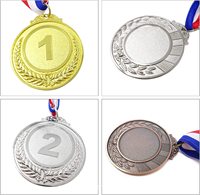 Médailles vierges de ruban personnalisé en gros pour le prix de la compétition Trophée en métal avec logo personnalisé souvenirs d'événement en vrac médailles en alliage de zinc