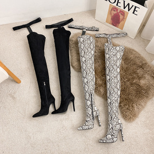 2024 Spring Autumn European Station Collection Sexy Knee High Boots Peep Toe Zip New Thin High Heel Shoes Pants All One Show - Product Image 6