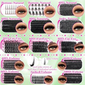 Wholesale Individual Fluffy Spike Cluster Eyelash Kit Custom Logo Mixed Curl Private Label Cluster <b>Lashes</b> 80D-200D With Bottom - Product Image 3