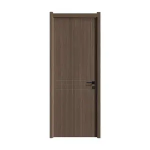 Easy Install Walnut Color Eco Wood Decorative Out Prehung Interior WPC Wood Doors for Houses with Wall Cladding