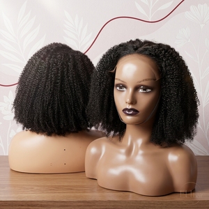 Perruques Bob Courtes en Cheveux Humains Brésiliens Bouclés <span class=keywords><strong>Afro</strong></span> Kinky, Sans Colle, avec Fermeture en Dentelle HD Complète 4x4 5x5 7x7, Vente en Gros - Product Image 4