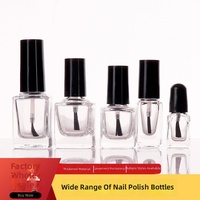 Flacons de vernis à ongles en verre blanc brillant de 5 ml, forme ronde-carrée (Petit ensemble vide transparent pour vernis gel) - Vente en gros