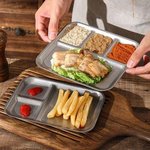 Factory Direct Heavy Duty Divided Stainless Steel Plate Reusable Food <b>Tray</b> for Restaurant <b>BBQ</b> - Product Image 3