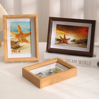 Taille personnalisée 3cm de profondeur Boîte à ombre en bois massif Vitrine à mémoire de forme Décoration intérieure en plexiglas Cadre photo Fleurs séchées