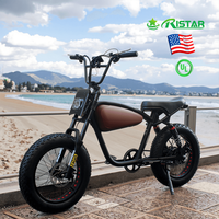Vélo électrique Fatbike à 7 vitesses avec moteur à moyeu arrière de 500 W, 20 pouces, urbain, adulte, rétro, vintage, en stock aux États-Unis