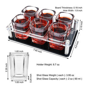 Porte-plateau de service en plastique acrylique moderne personnalisé avec 6 verres à liqueur carrés de 2 oz pour <span class=keywords><strong>Jager</strong></span> Bomb - Product Image 2