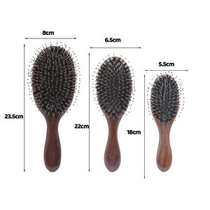 Meridian Massage gerät Hochwertige Haar Holz bürste mit Wildschwein borsten Schwarz Sandelholz Dicker Zahn Massage kamm Luxus - Product Image 3