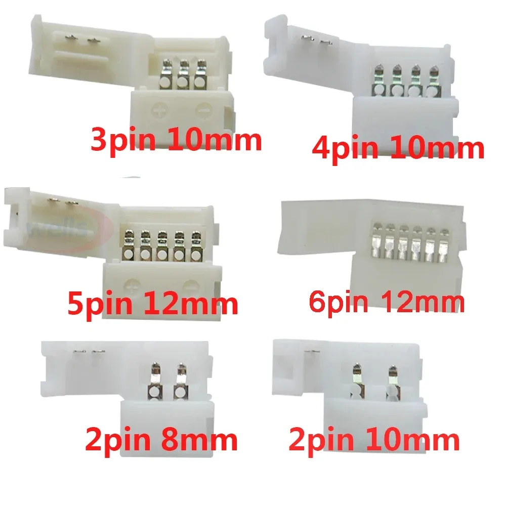 2pin 3pin 4pin 5pin 6pin Strip LED klip konektor 5mm/8mm/10mm/12mm untuk warna tunggal/CCT/RGB/RGBW/RGB kawat Harness