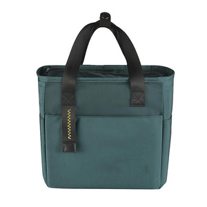 Leakproof PEVA Liner Triple-Layer Thermal Insulation Can Insulated <b>Lunch</b> <b>Bag</b>-Dark Green Cartoon Pattern Polyester Material - Product Image 1