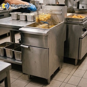 Friteuse professionnelle à gaz en acier inoxydable, grande capacité, double panier, pour poulet et frites, équipement de restaurant - Product Image 1