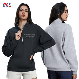 <span class=keywords><strong>Sudadera</strong></span> con <span class=keywords><strong>capucha</strong></span> y <span class=keywords><strong>cremallera</strong></span> de 1/4 para <span class=keywords><strong>mujer</strong></span>, personalizada con logo bordado, de felpa corta, para otoño - Product Image 1