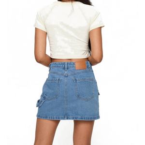 Nouvelle jupe en jean bleu délavé style Y2K streetwear, taille haute, mini-jupe cargo en denim pour femmes - Product Image 2
