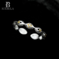 Bague ouverte en argent sterling S925 bicolore, style simple et élégant, avec filigrane Buchellaite et zircon étoile à quatre branches, pour filles