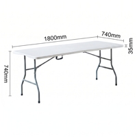 Table pliante rectangulaire en plastique HDPE, portable, pour extérieur, banquet, traiteur, fête, événement