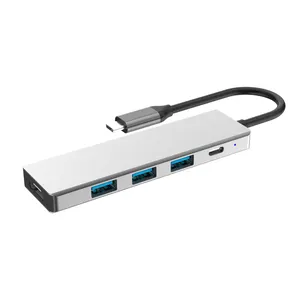 USB C Hub Multiport Adapter 5 in 1 100W Pass Through Charging USB C to HDTV 4K 30Hz Multi USB Port Hub for Windows Mac