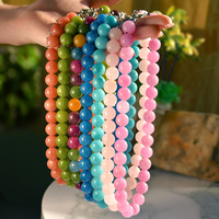 Collier de perles en pierre naturelle colorées fait main, résistant à la décoloration, en quartz rose, bijou cadeau de vacances