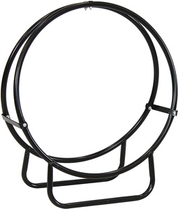 Indoor Outdoor Firewood Rack Round Tubular Metal Fireplace Wood Storage Log Holder
