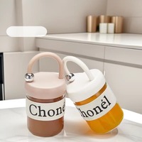 Gobelet à eau en verre portable pour femmes, design original, 470 ml, anti-fuite, pour café et thé au lait