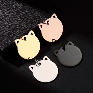 Pendentif en acier inoxydable poli miroir 28x29mm, forme tête de chat ou chiot, plaque d'identification vierge pour animaux de compagnie, 4 couleurs - Product Image 5