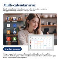 Cadre photo numérique calendrier numérique Full HD 15,6 pouces avec horloge, prend en charge le Wi-Fi, MP4, écran tactile, fabriqué en plastique ABS, montage sur bureau/mur