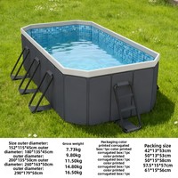 Piscine gonflable en PVC, sans installation, pliable, écologique, pour enfants, avec support en tubes d'acier, pour usage domestique et extérieur