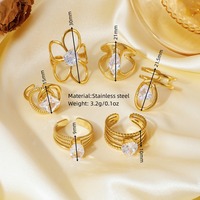 Cincin Berlian Bukaan Bunga Desain Baru dari Baja Anti Karat, Lapisan PVD Tahan Air, Warna Tahan Lama, Perhiasan