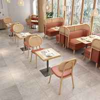 Meubles de restaurant sur mesure pour la restauration, ensembles de tables et chaises en bois massif, chaise en bois avec dossier en rotin, banquette en cuir, canapé
