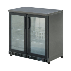 Enfriador de Botellas de Doble Puerta para Barra de Cócteles, de Acero Inoxidable, Color Negro, Enfriador de Botellas de Cerveza y <span class=keywords><strong>Coca</strong></span>-<span class=keywords><strong>Cola</strong></span> para Mostrador - Product Image 1
